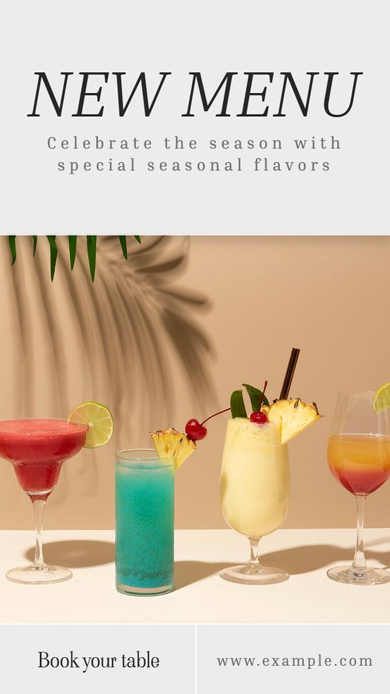 aesthetic new menu story template drink menu story template Instagram colorful cocktail gradient