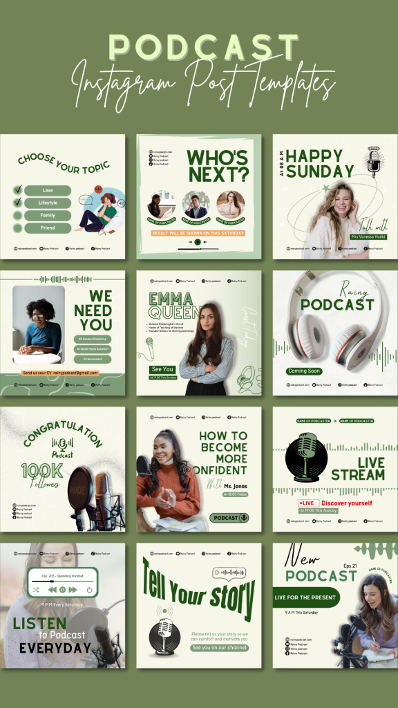 aesthetic podcast instagram story template podcast episode countdown Instagram story template with dates