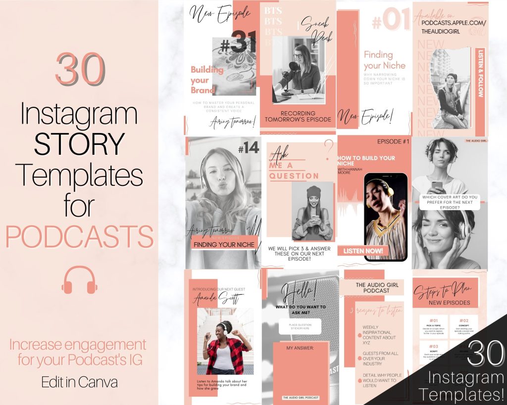 aesthetic podcast instagram story template topic teaser Instagram story template with bullet points and question mark