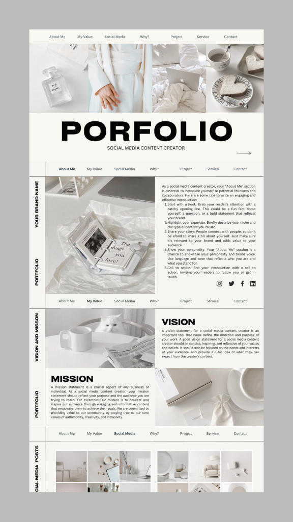 aesthetic portfolio story template monochromatic blue portfolio story template with uniform color palette mobile screenshot