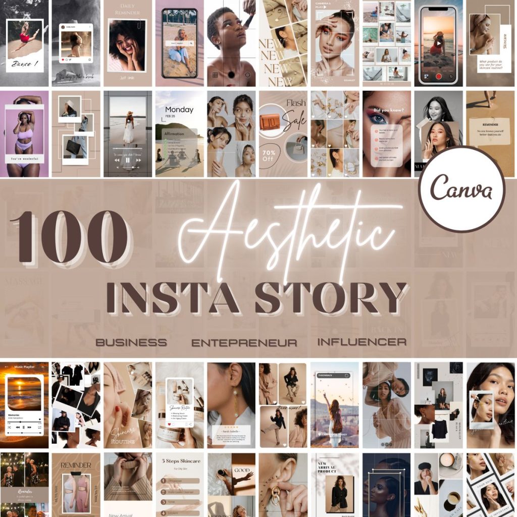 aesthetic profile story template aesthetic brand story Instagram template slides