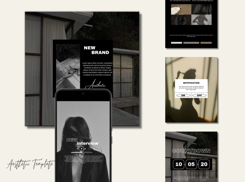 aesthetic sad instagram story template minimalist monochrome