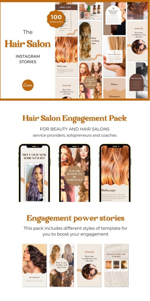 aesthetic salon story template salon before after hair color transformation Instagram story template