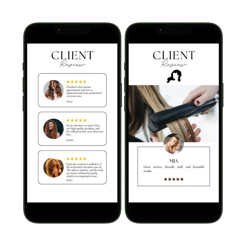 aesthetic salon story template salon client review testimonial Instagram story template aesthetic