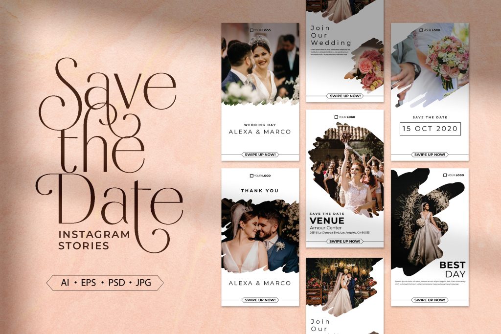 aesthetic save the date story typography save the date Instagram story template bold fonts