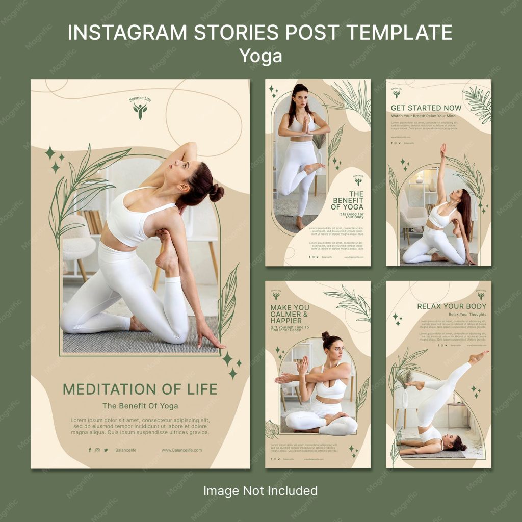 aesthetic self care story template aesthetic yoga story template with mat and plant in background