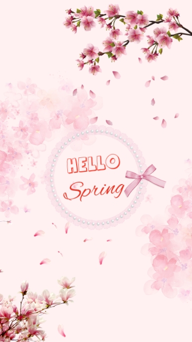 aesthetic spring instagram story template cherry blossom Instagram story template with pink petals and white space