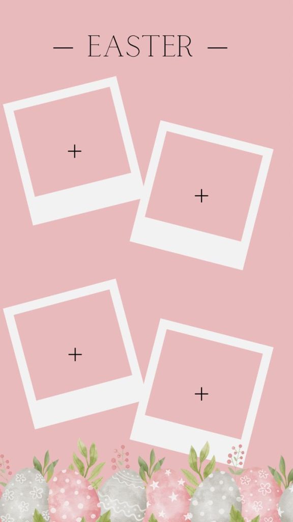 aesthetic spring instagram story template Easter Instagram story template with pastel eggs and bunny illustration