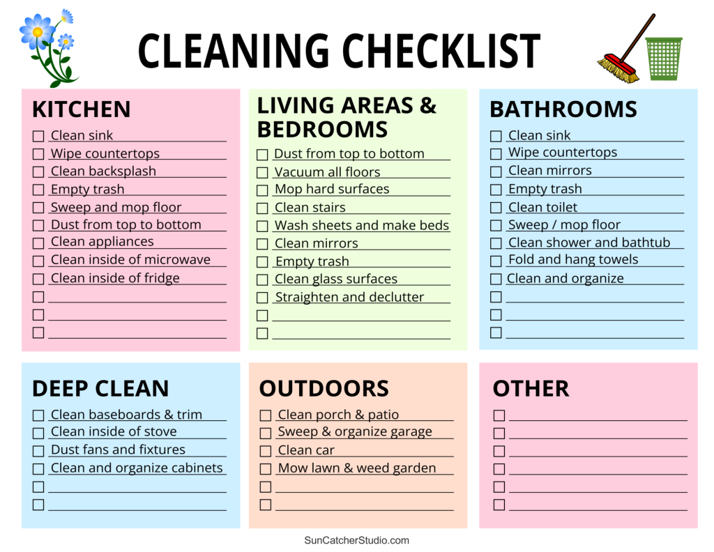 aesthetic spring instagram story template spring cleaning Instagram story template with checklist and tidy room photo