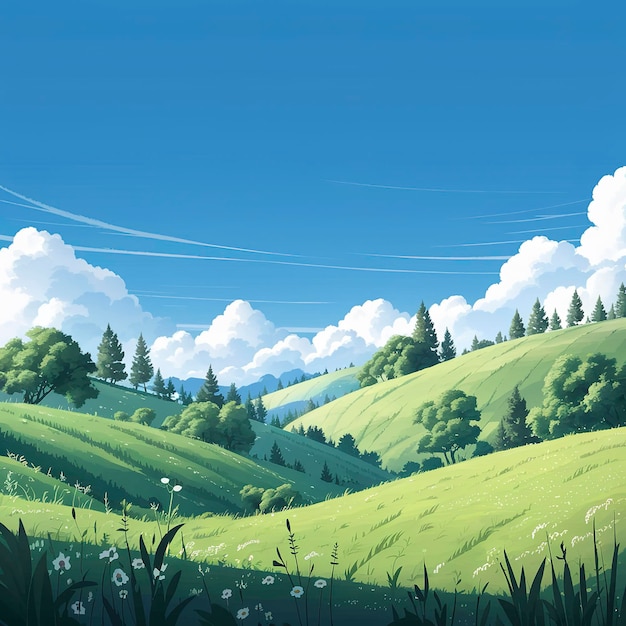 aesthetic spring instagram story template spring landscape Instagram story template with green hills and blue sky