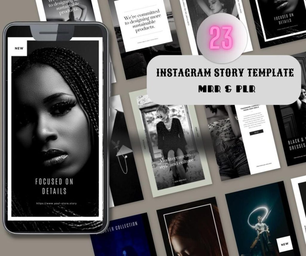 aesthetic story template editable online Creative Market online storefront with an Instagram story template featuring hand-drawn illustrations