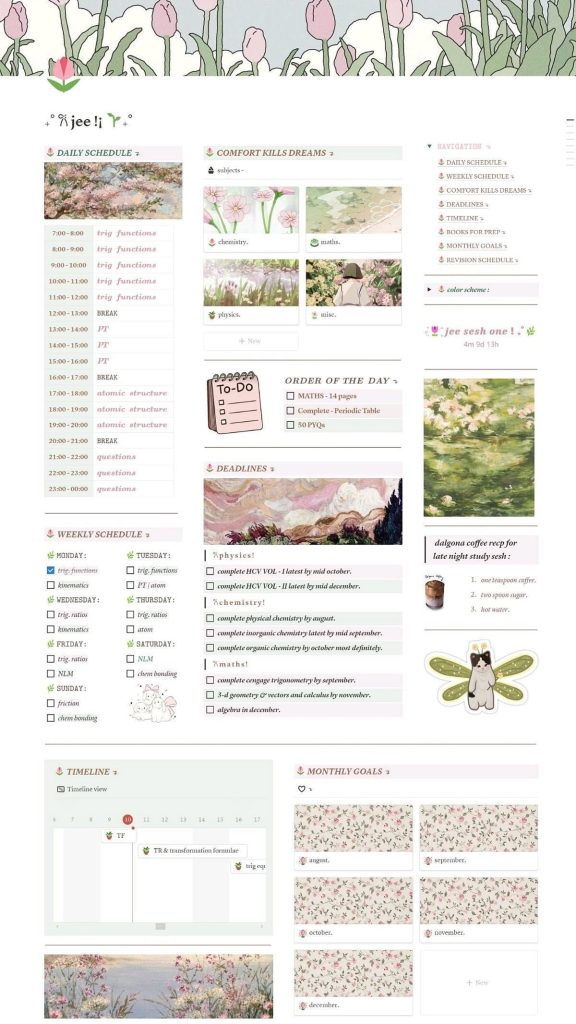 aesthetic study planner story aesthetic flashcard review story template with question and answer sides