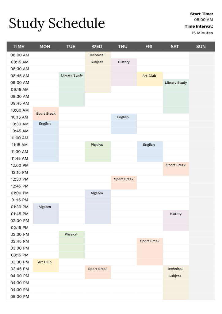 aesthetic studygram story template daily study schedule story template with hour blocks and checkmarks