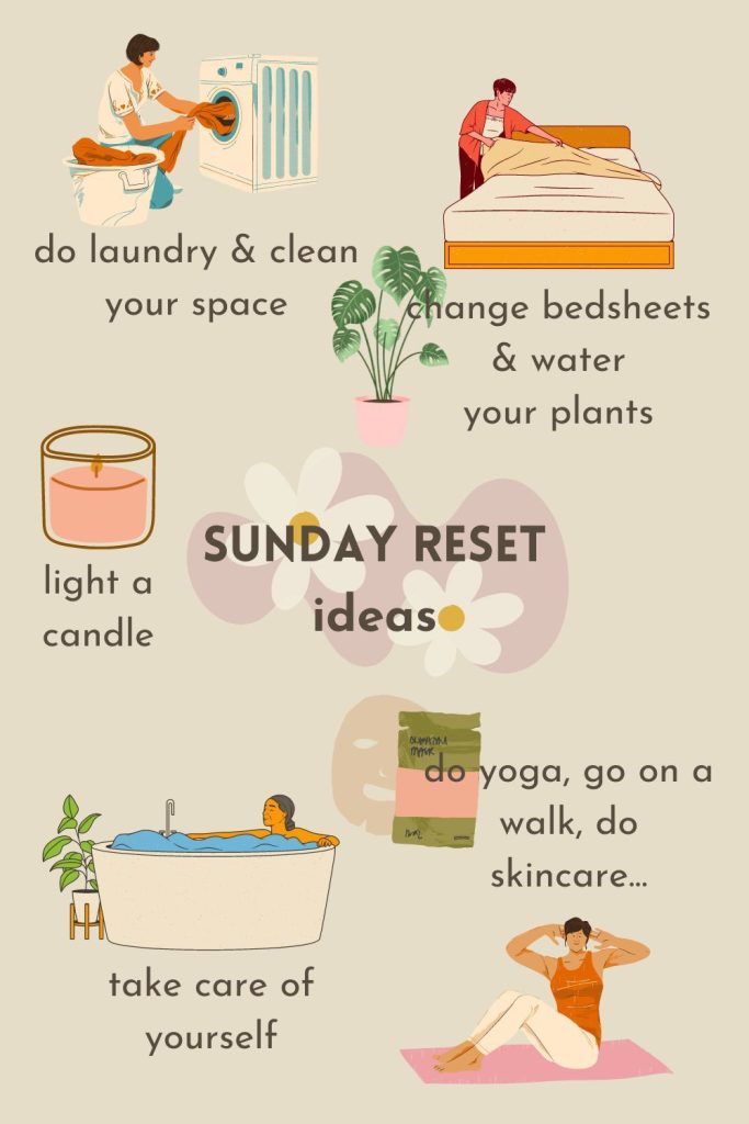 aesthetic sunday reset story template aesthetic self-care sunday routine story template with face mask and cozy items