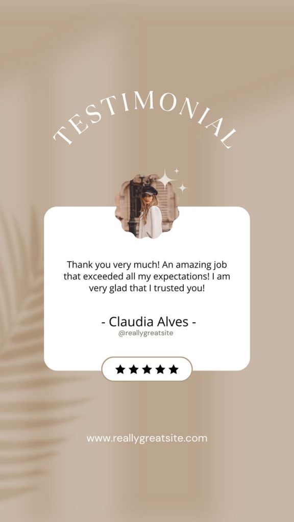 aesthetic testimonial story template aesthetic minimalist testimonial story template quote card with client name