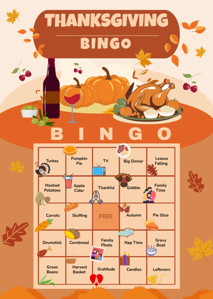 aesthetic thanksgiving story template friendsgiving bingo card aesthetic Instagram story template