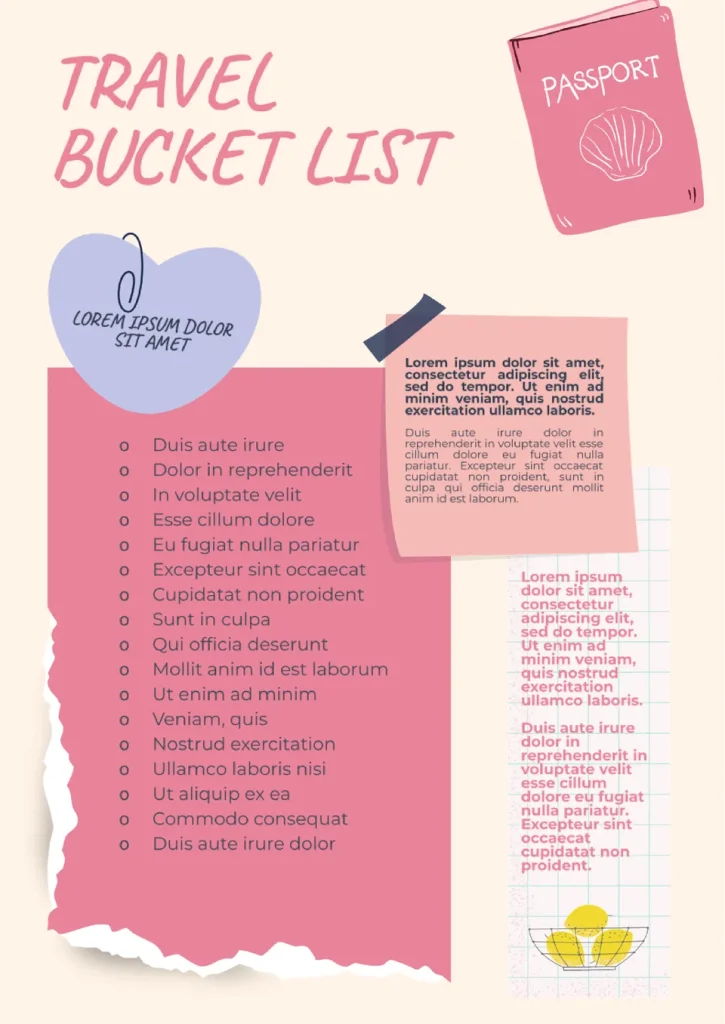 aesthetic travel diary story template bucket list story template checklist with circles travel destinations