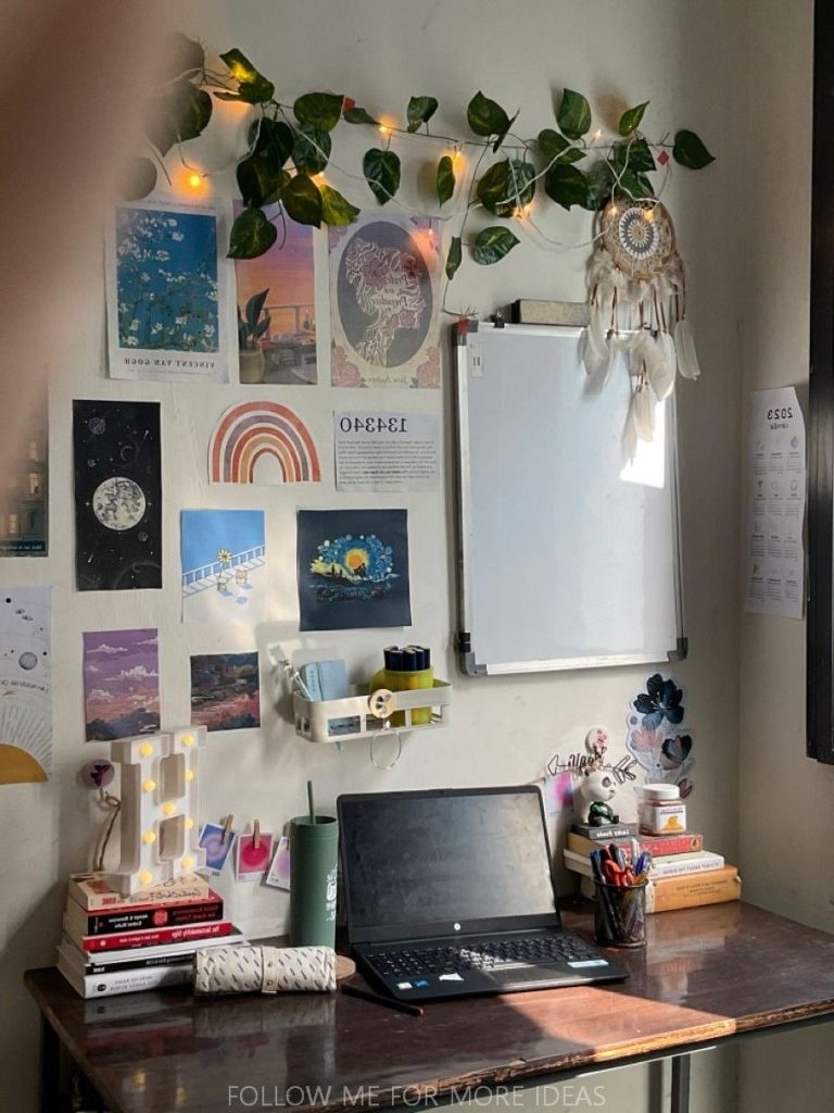 aesthetic university story template dorm room tour instagram story template polaroid desk decor