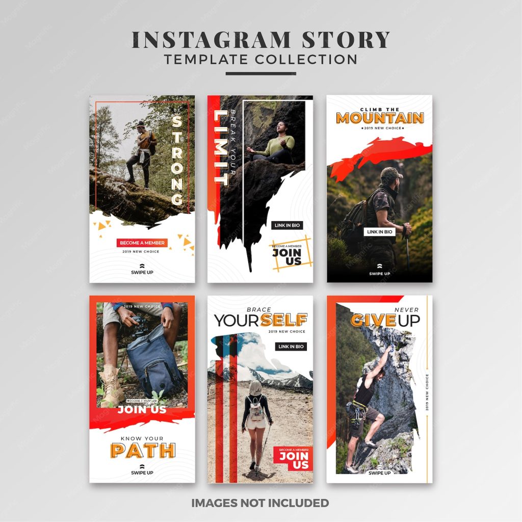 aesthetic weekend trip story template action shot hiking mountain biking adventure instagram story template split screen