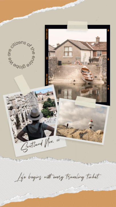 aesthetic weekend trip story template souvenir flat lay postcards magnets local goods instagram story template