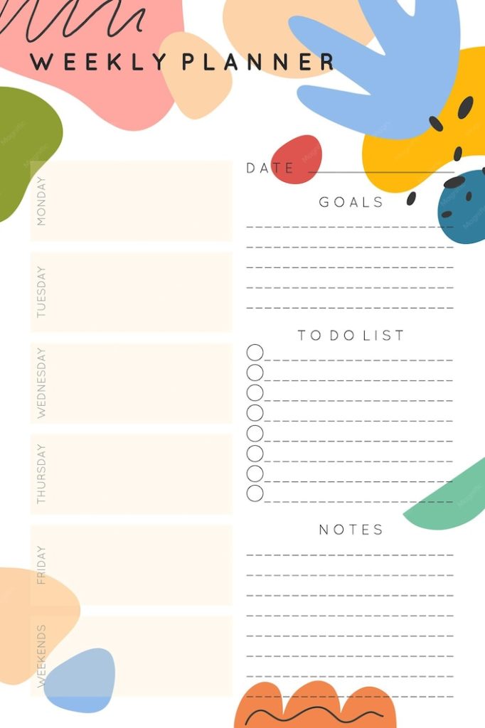 aesthetic weekly planner story template doodle style weekly planner story template with hand-drawn icons and dotted lines