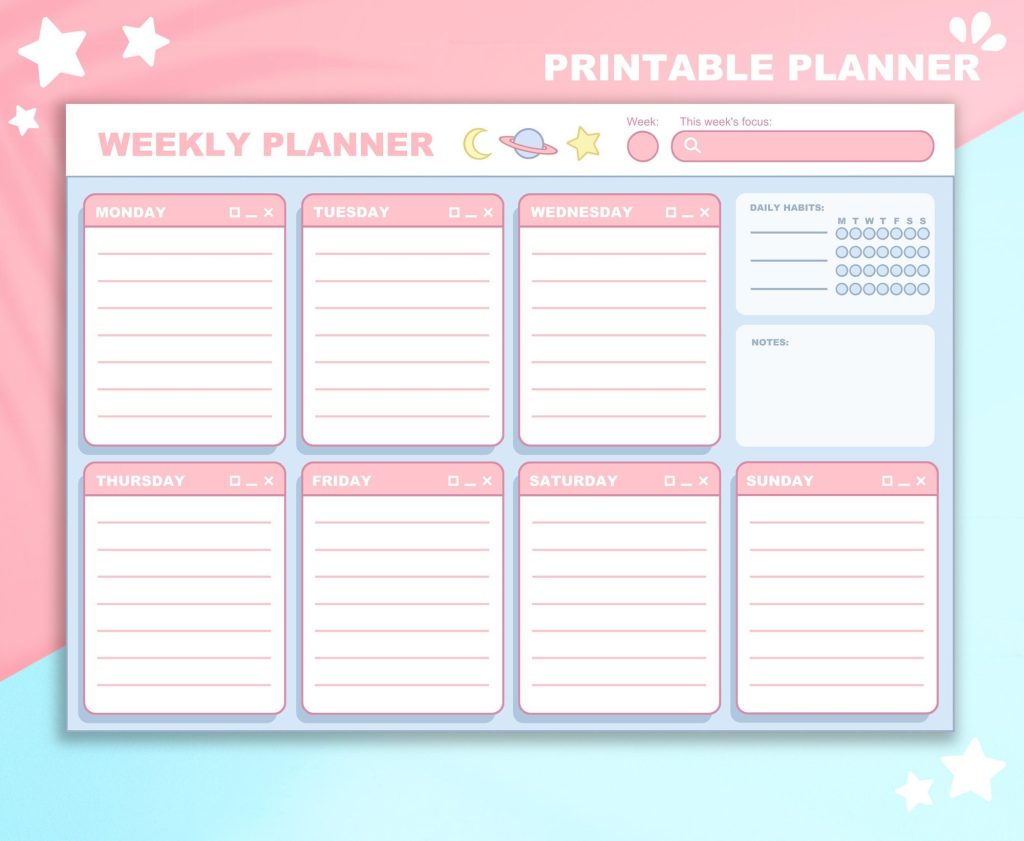 aesthetic weekly planner story template pastel weekly planner story template with lavender mint peach color blocks
