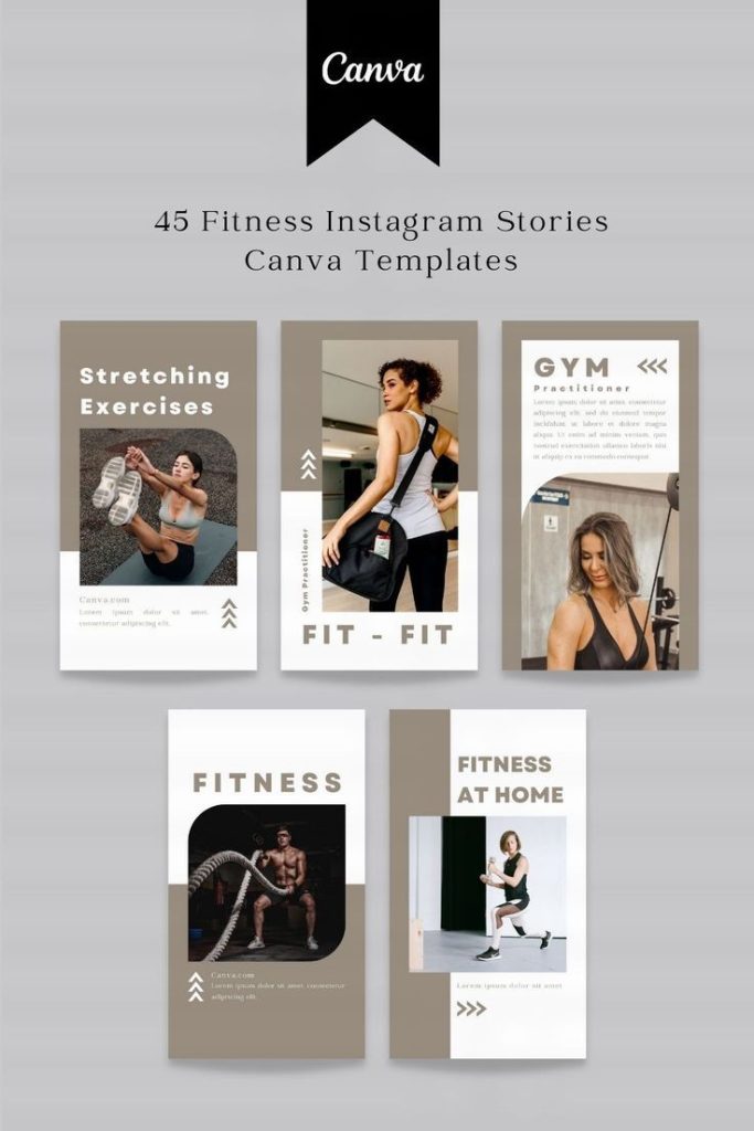 aesthetic workout story template workout outfit of the day Instagram story template with fashion elements