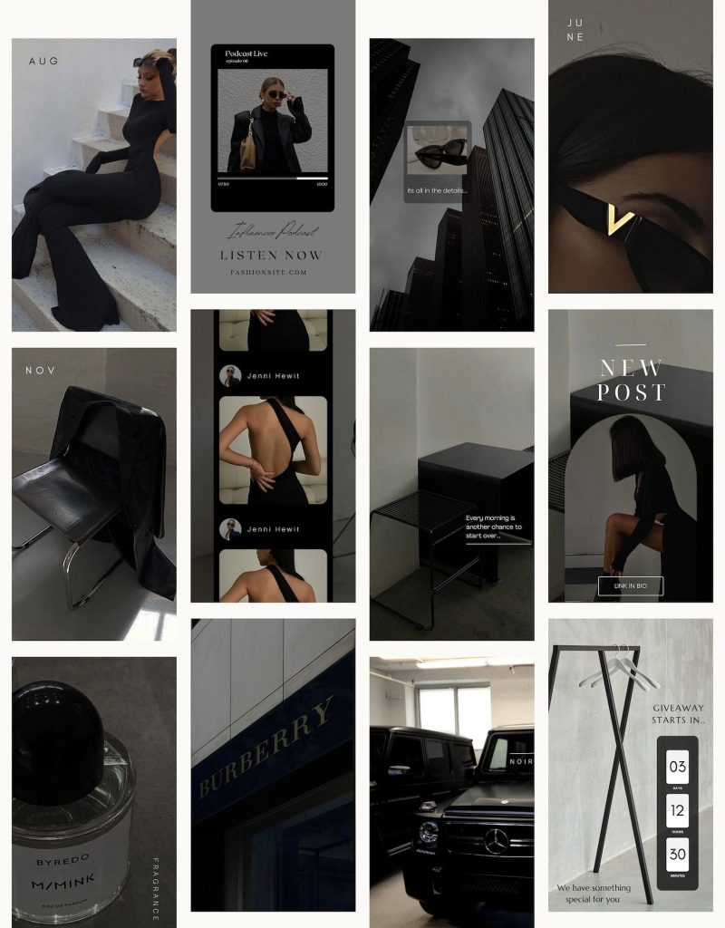 black aesthetic instagram story template matte black neon accent aesthetic instagram story template