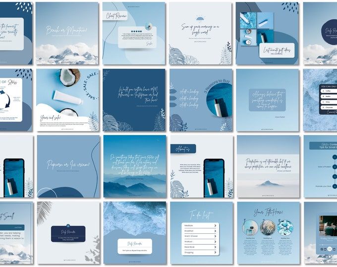 blue aesthetic instagram story template cerulean brush stroke Instagram story template