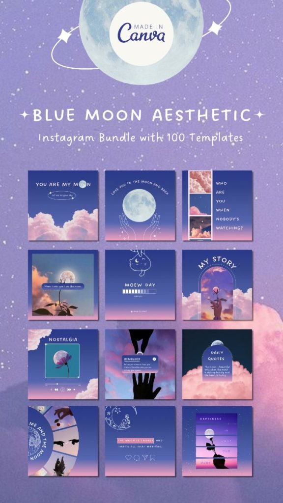 blue aesthetic instagram story template midnight blue constellation Instagram story template