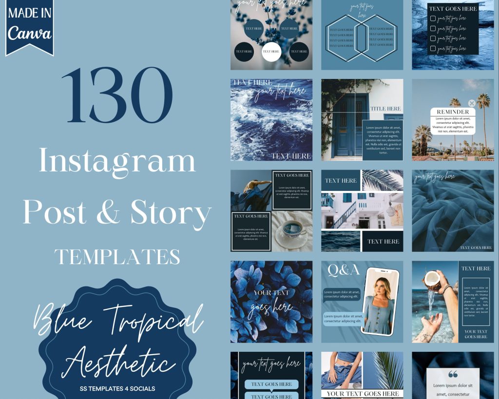 blue aesthetic instagram story template pastel blue marble Instagram story template