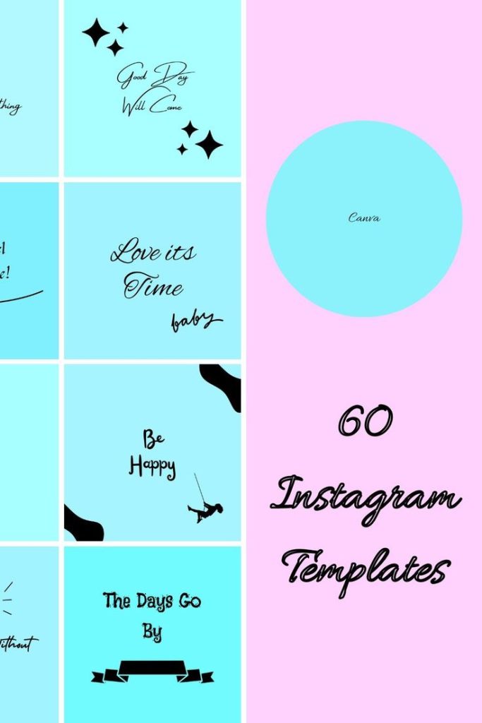 blue aesthetic instagram story template retro cyan VHS effect Instagram story template