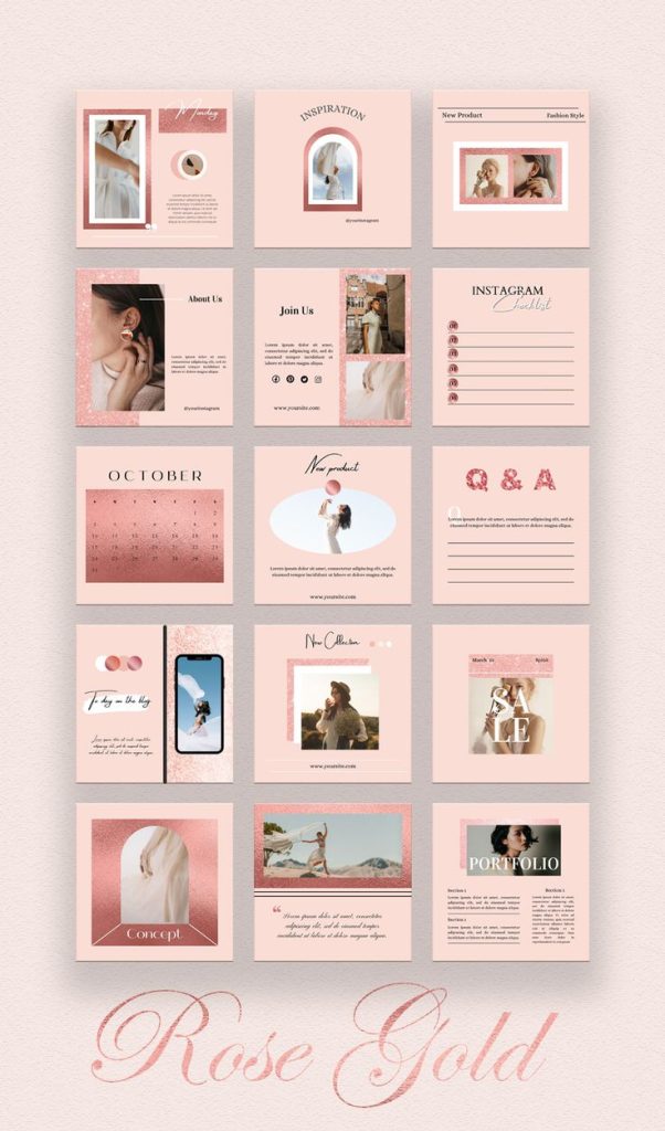 blush rose gold soft aesthetic Instagram story template