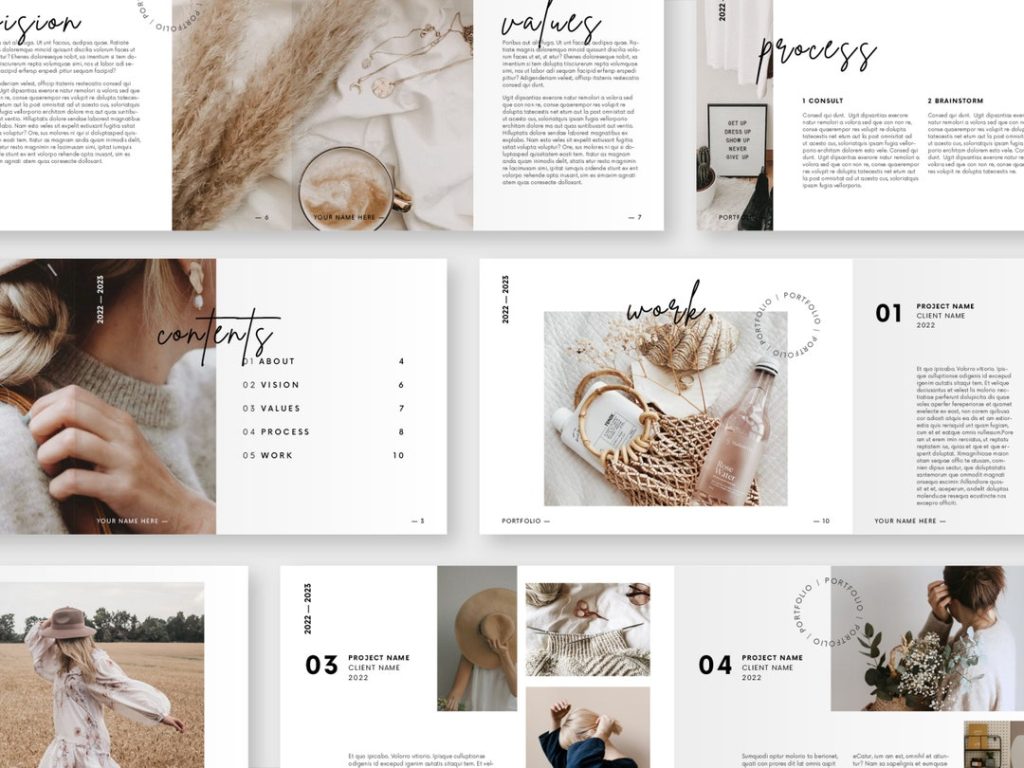 boho collage aesthetic portfolio story template with polaroids and flowers on phone