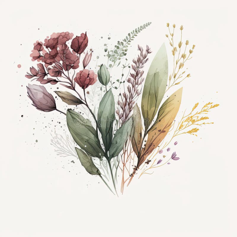 Botanical watercolor aesthetic story template download with painted leaves and flowers