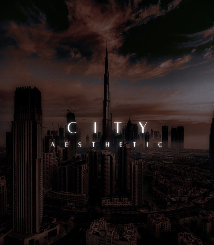 city skyline night aesthetic playlist story template