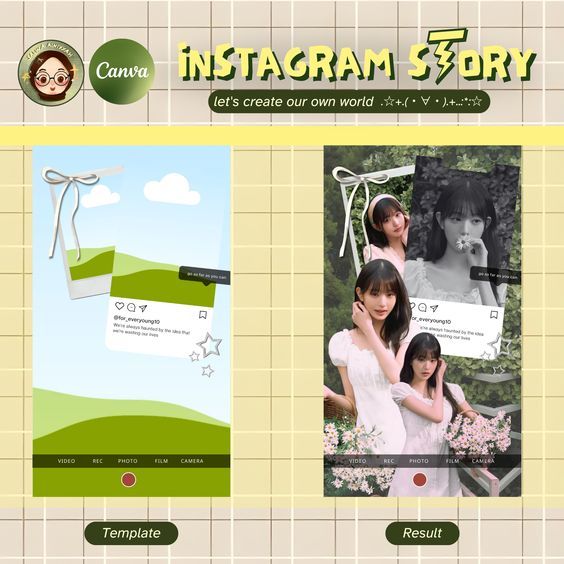 clean aesthetic instagram story template transparent framed Instagram story template with subtle shadow