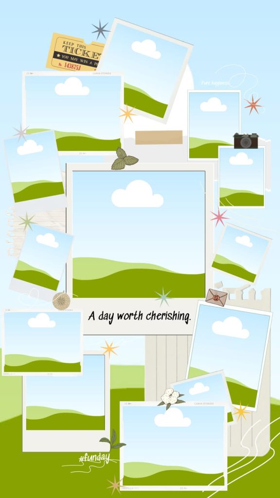 cute aesthetic instagram story template bubblegum pink collage instagram story template with heart doodles and photo slots