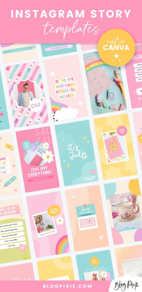 cute aesthetic instagram story template soft rainbow gradient instagram story template with pastel colors and geometric shapes