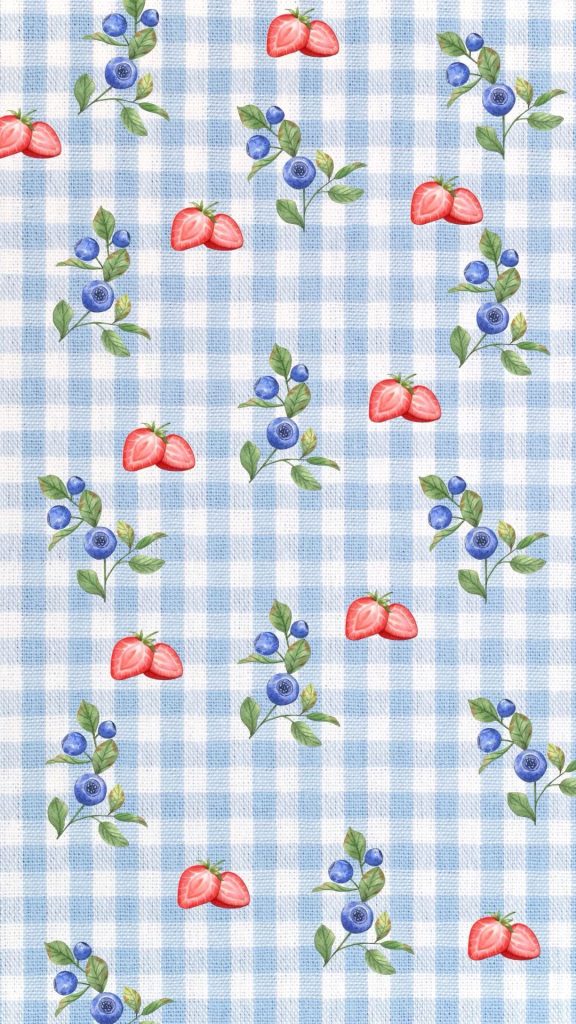 cute aesthetic instagram story template strawberry theme instagram story template with gingham background and fruit illustrations