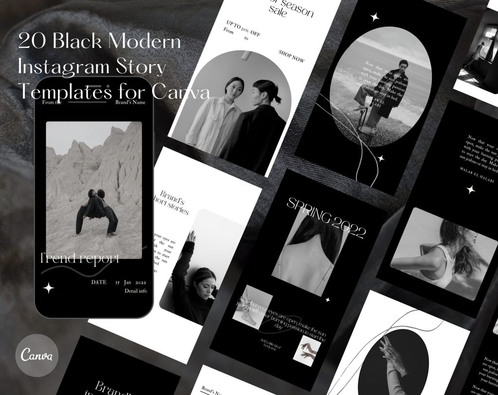 dark mode aesthetic Instagram story template for boys with black background and neon accents