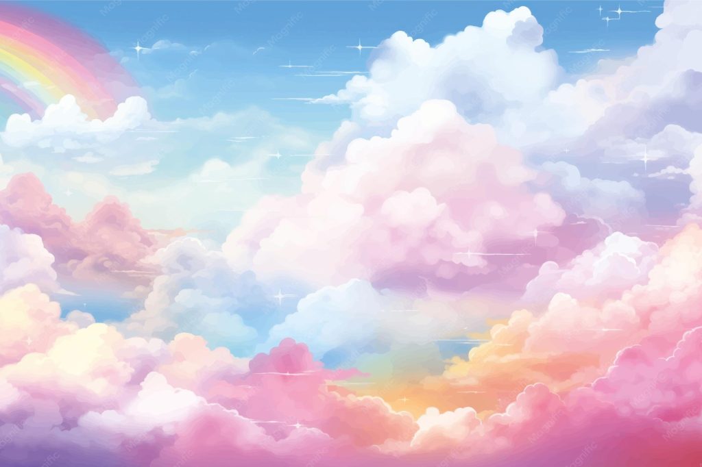dreamy clouds aesthetic reel story template with pastel sky