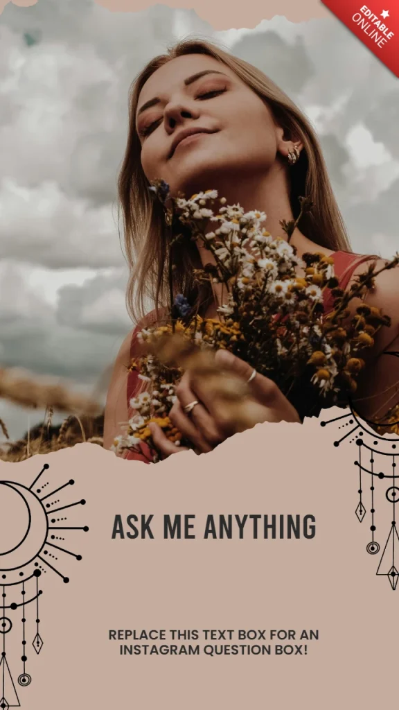 editable aesthetic story template boho chic Instagram story template with feathers and warm tones