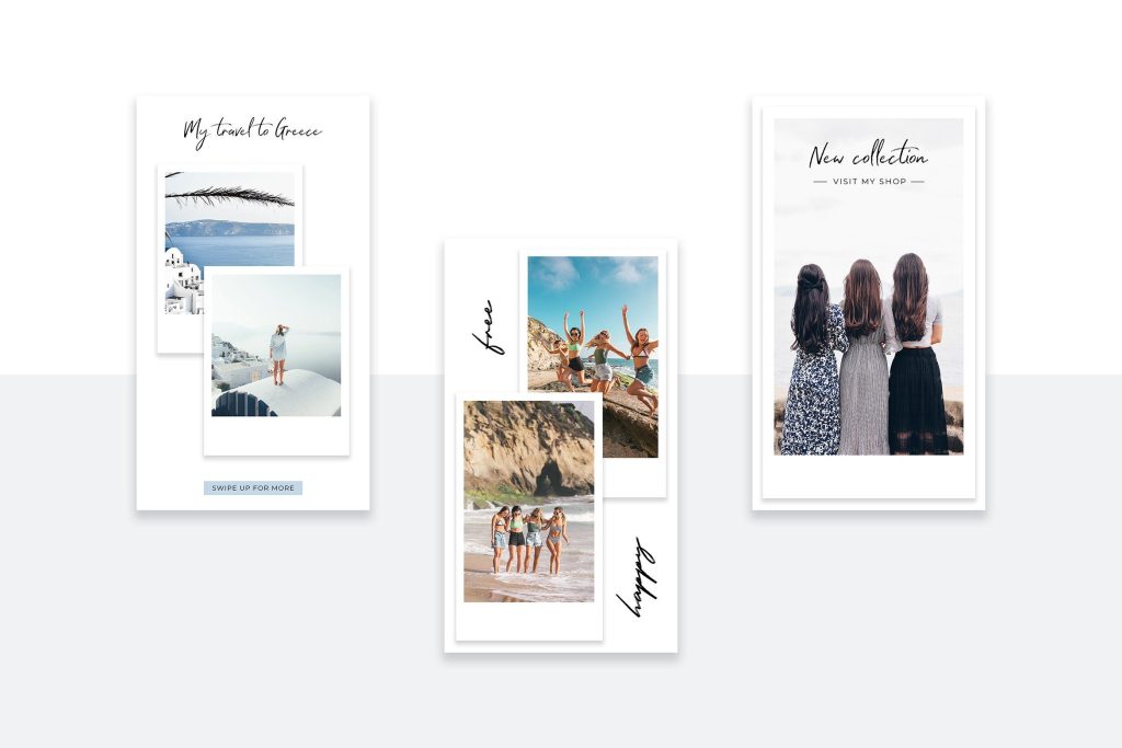 editable aesthetic story template retro Polaroid Instagram story template with white frame and handwritten caption