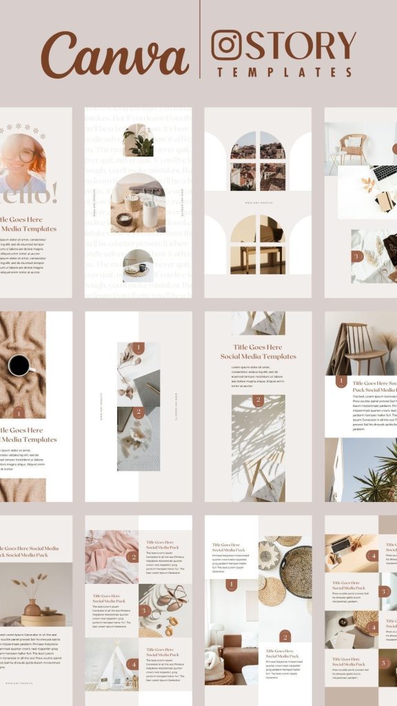 editable canva story template aesthetic boho Canva story template with tribal patterns and earthy tones