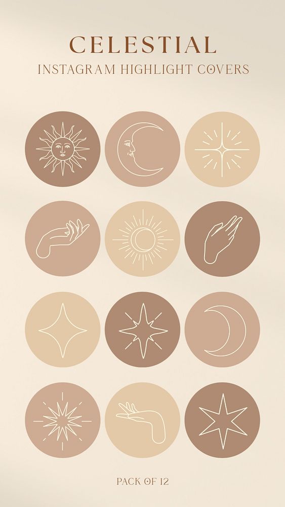 elegant aesthetic instagram story templates celestial constellation line art cream background