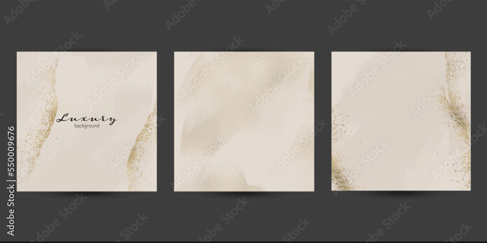 elegant aesthetic instagram story templates gold foil abstract shapes on beige background