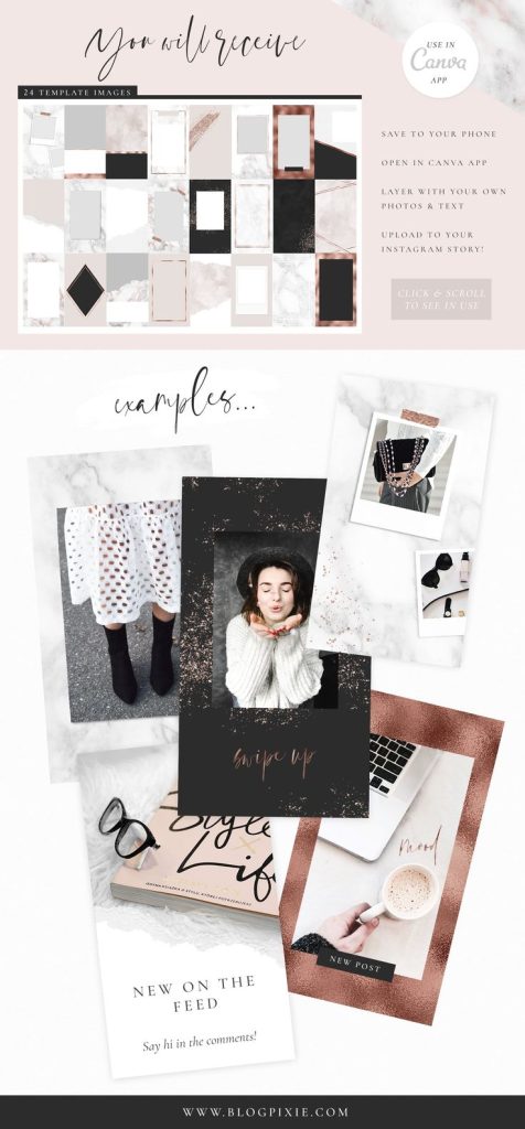 elegant birthday instagram story template marble rose gold birthday story template