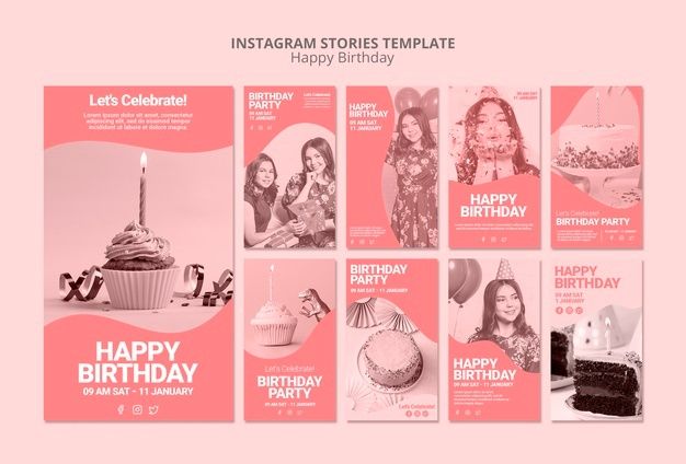 elegant birthday instagram story template script typography elegant birthday story template