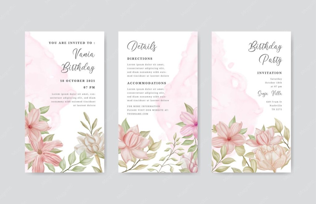 elegant birthday instagram story template watercolor floral birthday story template